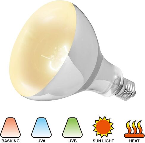 WACOOL مصباح الحرارة للزواحف UVA UVB ضوء الزواحف الكل في واحد، محاكاة كامل الطيف لمبة أشعة الشمس للزواحف البرمائية السلحفاة ثعبان أبو بريص التنين الملتحي استخدام + بطاقة مستشعر UVB قطعة واحدة in Kuwait