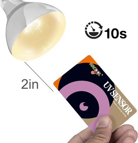 WACOOL مصباح الحرارة للزواحف UVA UVB ضوء الزواحف الكل في واحد، محاكاة كامل الطيف لمبة أشعة الشمس للزواحف البرمائية السلحفاة ثعبان أبو بريص التنين الملتحي استخدام + بطاقة مستشعر UVB قطعة واحدة in Kuwait