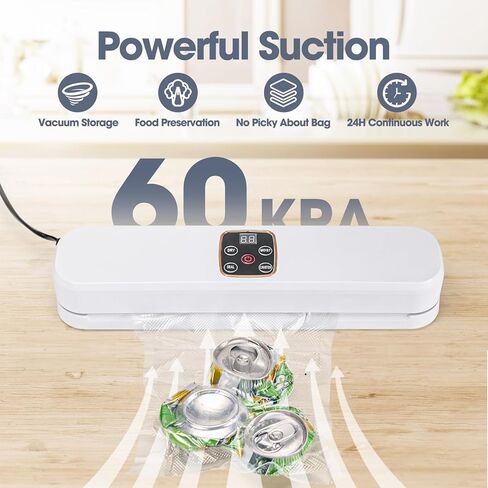 ماكينة غلق أكياس الطعام ميترونيك، مجموعة قوية 4 في 1 لغلق أكياس الطعام، أوضاع حفظ الطعام الجاف والرطب مع 10 أكياس، خرطوم شفط الهواء، أضواء مؤشر LED، ماكينة غلق الأكياس الصغيرة باللون الأبيض in Kuwait