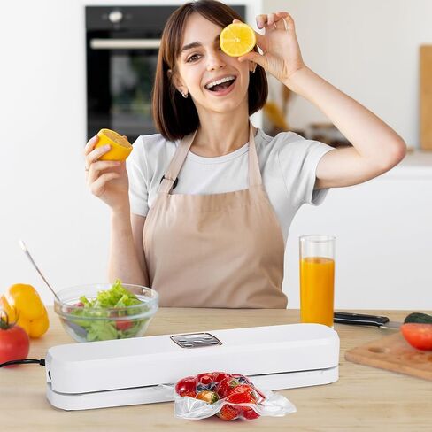 ماكينة غلق أكياس الطعام ميترونيك، مجموعة قوية 4 في 1 لغلق أكياس الطعام، أوضاع حفظ الطعام الجاف والرطب مع 10 أكياس، خرطوم شفط الهواء، أضواء مؤشر LED، ماكينة غلق الأكياس الصغيرة باللون الأبيض in Kuwait