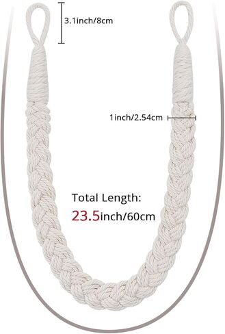 NICEEC 2 Pack Natural Cotton Rope Curtain Tiebacks Elegant Boho Style Decorative Drape Tie Backs Soft Hand-Woven Rope Curtain Holdbacks with Metal Hook for Home & Office Drapery (Pink) in Kuwait