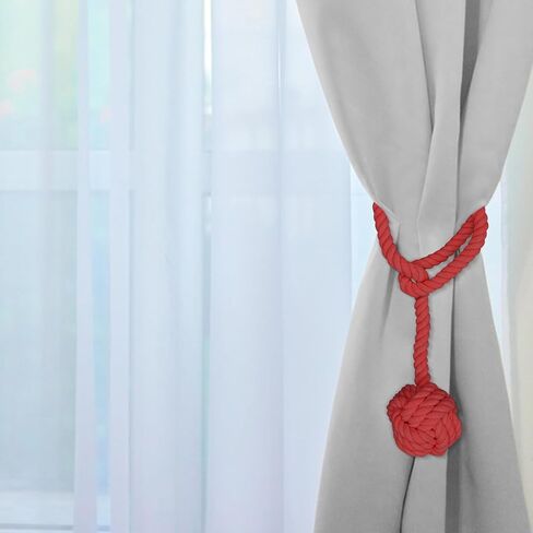 Ushomin Curtain Tiebacks, 2 Packs Curtain Rope Tieback, Heavy Duty Curtain Tie Backs for Curtains, Indoor Outdoor Curtain Tiebacks, Handmade Rural Decorative Tie Knot Curtain Holdbacks (Beige) in Saudi Arabia