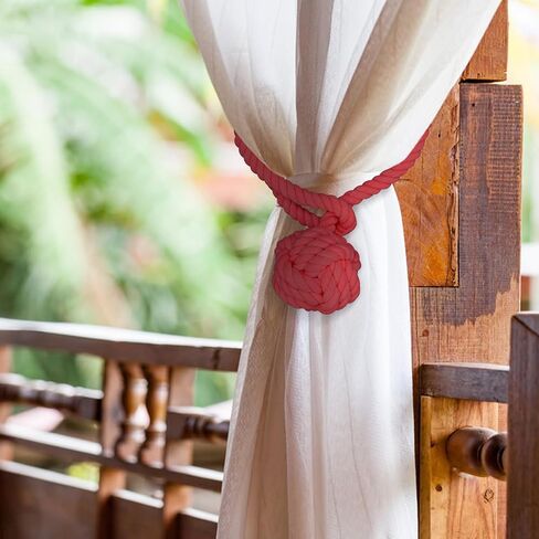 Ushomin Curtain Tiebacks, 2 Packs Curtain Rope Tieback, Heavy Duty Curtain Tie Backs for Curtains, Indoor Outdoor Curtain Tiebacks, Handmade Rural Decorative Tie Knot Curtain Holdbacks (Beige) in Saudi Arabia