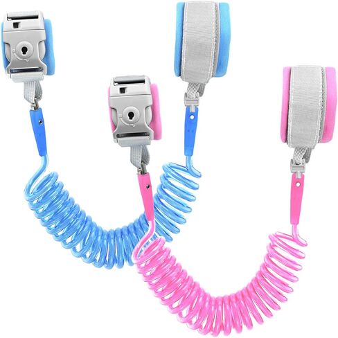 مقود أطفال مكون من قطعتين، رابط معصم آمن لمنع فقدان المعصم مع قفل للمفاتيح، آمن للرضع والأطفال، مقود حقيبة ظهر للأطفال، حزام مقود للأطفال (وردي + أزرق) in Kuwait