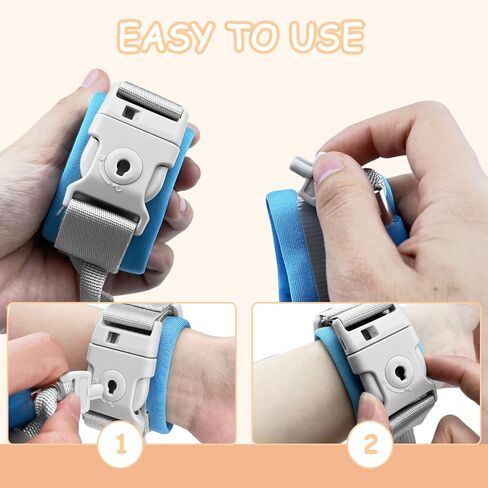 مقود أطفال مكون من قطعتين، رابط معصم آمن لمنع فقدان المعصم مع قفل للمفاتيح، آمن للرضع والأطفال، مقود حقيبة ظهر للأطفال، حزام مقود للأطفال (وردي + أزرق) in Kuwait