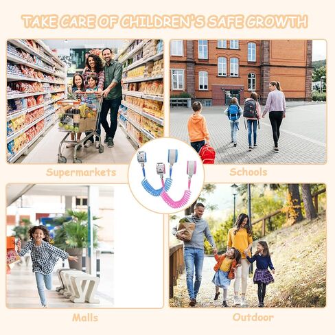 مقود أطفال مكون من قطعتين، رابط معصم آمن لمنع فقدان المعصم مع قفل للمفاتيح، آمن للرضع والأطفال، مقود حقيبة ظهر للأطفال، حزام مقود للأطفال (وردي + أزرق) in Kuwait