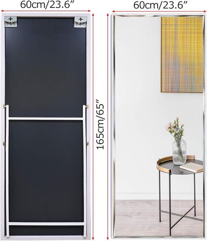 مرآة WIFTREY كاملة الطول مقاس 65 × 24 واقفة على الأرض، مثبتة على الحائط، مائلة، ديكور لغرفة النوم وغرفة المعيشة وجدار كامل الجسم طويل معلق كبير الحجم بإطار أبيض طويل القامة in Kuwait