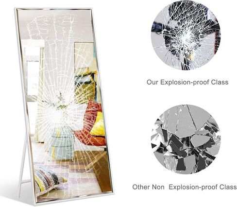 مرآة WIFTREY كاملة الطول مقاس 65 × 24 واقفة على الأرض، مثبتة على الحائط، مائلة، ديكور لغرفة النوم وغرفة المعيشة وجدار كامل الجسم طويل معلق كبير الحجم بإطار أبيض طويل القامة in Kuwait