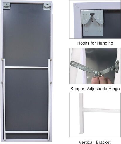 مرآة WIFTREY كاملة الطول مقاس 65 × 24 واقفة على الأرض، مثبتة على الحائط، مائلة، ديكور لغرفة النوم وغرفة المعيشة وجدار كامل الجسم طويل معلق كبير الحجم بإطار أبيض طويل القامة in Kuwait