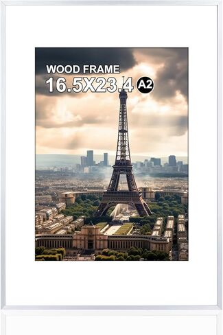 POUKROO A2 Poster Frame,16.5x23.4 Silver Thin Aluminum Picture Frames with Polished Plexiglass,Easy to Hang,Display Picture A2 without Mat or A3 with Mat for Wall Mounting Horizontally and Vertically in Kuwait