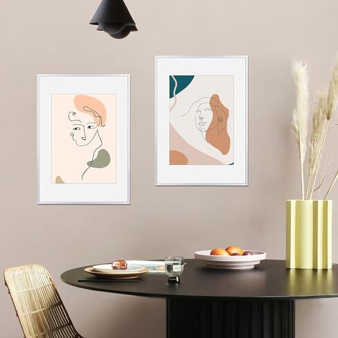 POUKROO A2 Poster Frame,16.5x23.4 Silver Thin Aluminum Picture Frames with Polished Plexiglass,Easy to Hang,Display Picture A2 without Mat or A3 with Mat for Wall Mounting Horizontally and Vertically in Kuwait