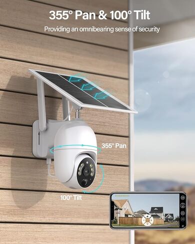 كاميرا أمان خلوية Oculview 4G LTE، لا حاجة إلى واي فاي، كاميرات شمسية أمنية مع بطاقة SIM لاسلكية في الهواء الطلق، فيديو 2K HD، عرض 360 درجة، رؤية ليلية ملونة، حركة PIR in Kuwait