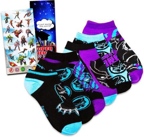 Marvel Black Panther Kids Socks Set Black Panther Socks Bundle - 6 Pack Black Panther Socks For Kids, Toddlers, Children, Boys, Girls (Clothing and Accessories) in Kuwait