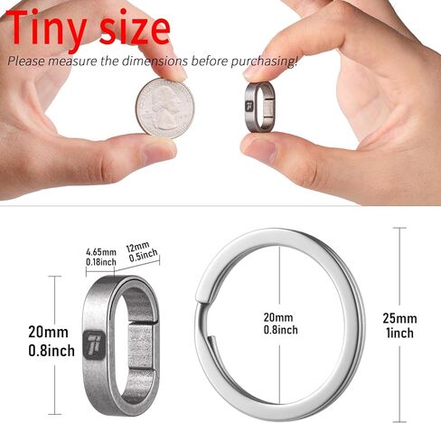 FEGVE حلقات سلسلة مفاتيح من التيتانيوم مع حلقتين مفاتيح من الفولاذ المقاوم للصدأ، حلقة تسلق صغيرة حامل مفاتيح صغير سريع الفك توصيل ملحقات سلسلة المفاتيح لقلادة حقيبة المفاتيح المنزلية in Kuwait