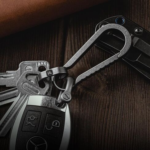 FEGVE حلقات سلسلة مفاتيح من التيتانيوم مع حلقتين مفاتيح من الفولاذ المقاوم للصدأ، حلقة تسلق صغيرة حامل مفاتيح صغير سريع الفك توصيل ملحقات سلسلة المفاتيح لقلادة حقيبة المفاتيح المنزلية in Kuwait