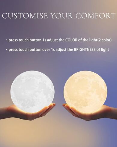 هدايا عيد ميلاد افضل صديق للنساء، هدايا مصباح القمر لافضل صديقة، هدايا عيد الميلاد للنساء والصداقة، هدايا ضوء القمر مع حامل خشبي، تحكم باللمس وقابلة لاعادة الشحن عبر منفذ USB in Kuwait