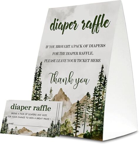 Diaper Raffle Tickets For Baby Shower, Little Bear balloon Themed Cards,Party Favors For Baby Showers Game Cards, 1 Sign & 50 Cards Per Pack – (012-niaobu) in Kuwait