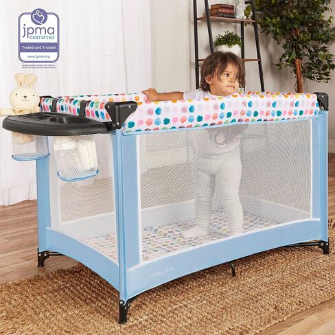 ساحة اللعب الفاخرة Dream On Me Lilly في Green Bay مع سرير كامل وصينية تغيير ومهد للرضع | مع المظلة | نسيج مقاوم للماء | معتمد من JPMA | وزن خفيف in Saudi Arabia