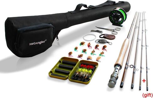 NetAngler Fly Fishing Rod and Reel Combo 4-Piece Fly Fishing Rod 5wt Aluminum Fly Reel 28 Pieces Flies Kit with Free Rod Tip,Backing,and Cloth Carry Bag in Saudi Arabia