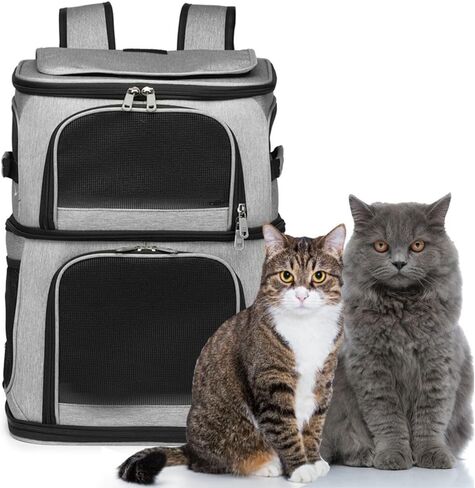 Critter Sitters Backpack for Small Dogs, Cats with Scratch Resistant Breathable Mesh Windows, Airline Carry-On Approved, Safety Leash, Storage Pockets, Durable Transporation for Animals in Kuwait