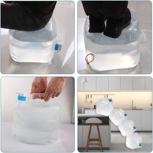 حاوية تخزين المياه القابلة للطي من Camzezy - حاوية مياه للتخييم سعة 5 جالون محمولة قابلة للطي مكعب مياه لتخزين المياه في حالات الطوارئ خالية من مادة BPA in Kuwait