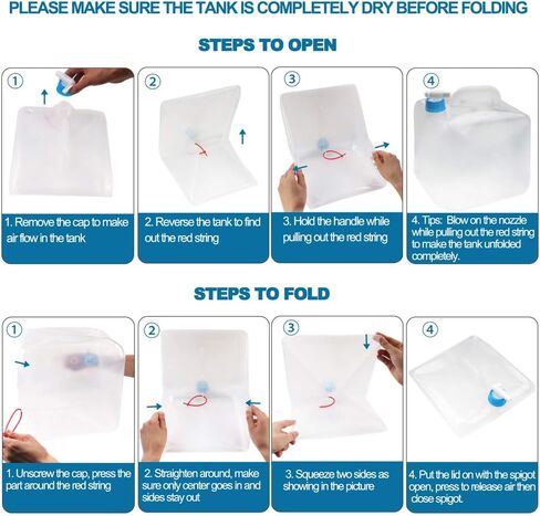 حاوية تخزين المياه القابلة للطي من Camzezy - حاوية مياه للتخييم سعة 5 جالون محمولة قابلة للطي مكعب مياه لتخزين المياه في حالات الطوارئ خالية من مادة BPA in Kuwait