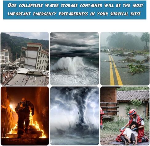 حاوية تخزين المياه القابلة للطي من Camzezy - حاوية مياه للتخييم سعة 5 جالون محمولة قابلة للطي مكعب مياه لتخزين المياه في حالات الطوارئ خالية من مادة BPA in Kuwait