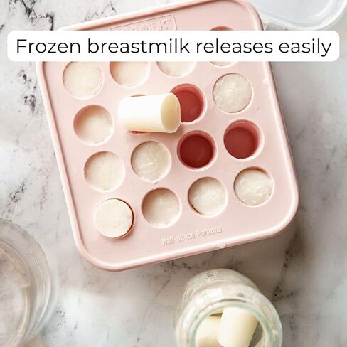 صينية تجميد طعام الأطفال MyMilk من Souper Cubes مع غطاء - صينية تجميد حليب الثدي من السيليكون سعة 1/2 أونصة - حاوية تخزين مثالية لأغذية الأطفال والهريس وحليب الثدي - أكوا in Kuwait