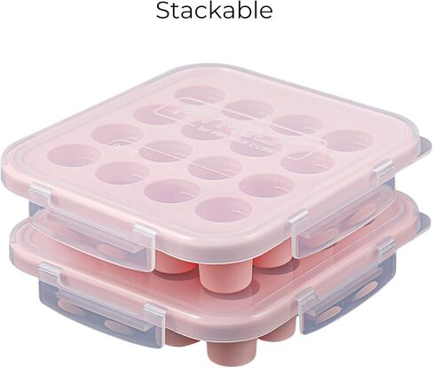 صينية تجميد طعام الأطفال MyMilk من Souper Cubes مع غطاء - صينية تجميد حليب الثدي من السيليكون سعة 1/2 أونصة - حاوية تخزين مثالية لأغذية الأطفال والهريس وحليب الثدي - أكوا in Kuwait
