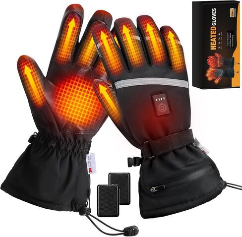Heated Gloves, Rechargeable Electric Heated Gloves for Men Women, 7.4v 3000mAh Battery Heating Gloves Waterproof Heated Gloves for Riding Skiing Motorcycling Hunting in Kuwait