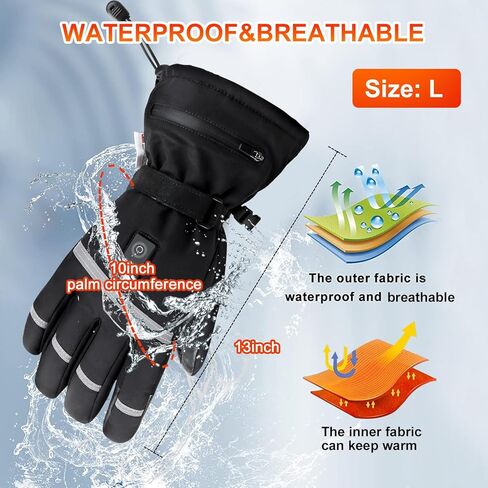 Heated Gloves, Rechargeable Electric Heated Gloves for Men Women, 7.4v 3000mAh Battery Heating Gloves Waterproof Heated Gloves for Riding Skiing Motorcycling Hunting in Kuwait
