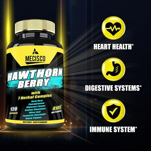 8 في 1 مستخلص توت الزعرور 4105 مجم - 120 كبسولة تكفي لمدة 4 أشهر - جذر البنجر، الرمان، زهرة الكركديه، قرفة سيلان، أوراق الزيتون والمزيد - مكملات دعم القلب وارتفاع ضغط الدم in Kuwait