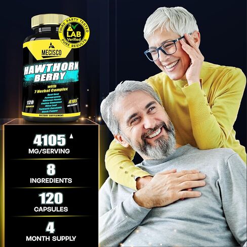 8 في 1 مستخلص توت الزعرور 4105 مجم - 120 كبسولة تكفي لمدة 4 أشهر - جذر البنجر، الرمان، زهرة الكركديه، قرفة سيلان، أوراق الزيتون والمزيد - مكملات دعم القلب وارتفاع ضغط الدم in Kuwait