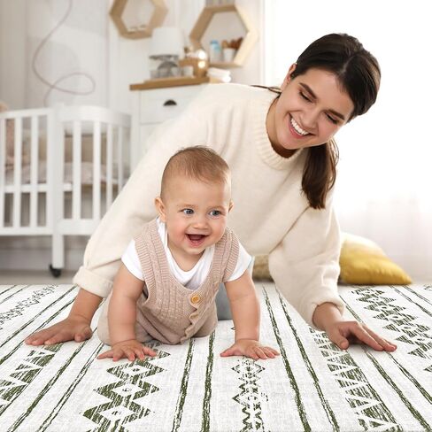 Area Rug Living Room Carpet: 5x7 Large Moroccan Soft Fluffy Geometric Washable Bedroom Rugs Dining Room Home Office Nursery Low Pile Decor Under Kitchen Table Light Brown/Ivory in Kuwait