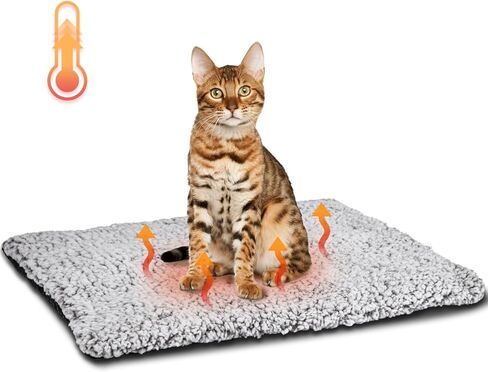 Nobleza Self Heating Cat Bed, Super Soft Thermal Dog Crate Bed Mat for Sleeping, Washable Anti-Slip Self Warming Pet Kennel Pad for Small Medium Cats Dogs Indoor Outdoor (White&Grey, M) in Kuwait