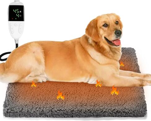 وسادة تدفئة للحيوانات الأليفة من FONESO، وسادة تدفئة كهربائية مطورة للكلاب مع غطاء ناعم، حصيرة تدفئة للكلاب قابلة للتعديل بدرجة الحرارة مع مرور الوقت، آمنة مصممة لصندوق الإنجاب/الكلاب الحوامل/سرير الحيوانات الأليفة/الحيوانات الأليفة (S: 17 بوصة × 19 بوصة) in Kuwait