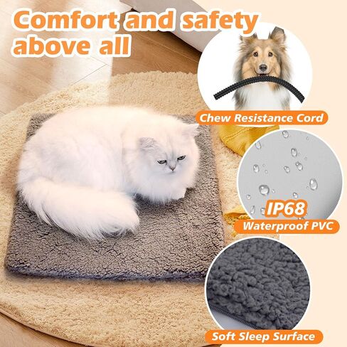 وسادة تدفئة للحيوانات الأليفة من FONESO، وسادة تدفئة كهربائية مطورة للكلاب مع غطاء ناعم، حصيرة تدفئة للكلاب قابلة للتعديل بدرجة الحرارة مع مرور الوقت، آمنة مصممة لصندوق الإنجاب/الكلاب الحوامل/سرير الحيوانات الأليفة/الحيوانات الأليفة (S: 17 بوصة × 19 بوصة) in Kuwait