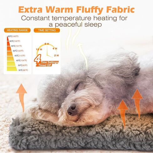 وسادة تدفئة للحيوانات الأليفة من FONESO، وسادة تدفئة كهربائية مطورة للكلاب مع غطاء ناعم، حصيرة تدفئة للكلاب قابلة للتعديل بدرجة الحرارة مع مرور الوقت، آمنة مصممة لصندوق الإنجاب/الكلاب الحوامل/سرير الحيوانات الأليفة/الحيوانات الأليفة (S: 17 بوصة × 19 بوصة) in Kuwait