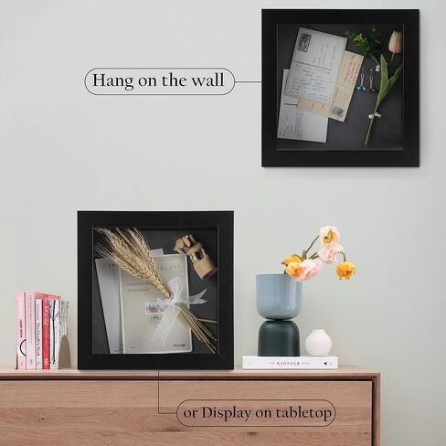 AUEAR، إطار صندوق ظلال مقاس 8 × 8، صندوق عرض للفنون والتذكارات والميداليات وذكريات الزفاف وتذاكر الطائرة والكتيبات و6 دبابيس متضمنة (8 × 8، بني فاتح، عبوة واحدة) in Kuwait