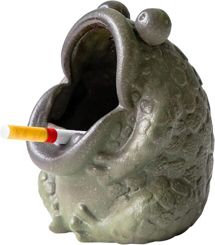 HEER Ceramic Ashtray for Cigarettes, Cute Funny Toad Frog Shape Ash Tray Set for Indoor Outdoor, Windproof Desktop Smoking Ash Holder for Smokers, Vintage Cool Home Office Decoration. in Saudi Arabia