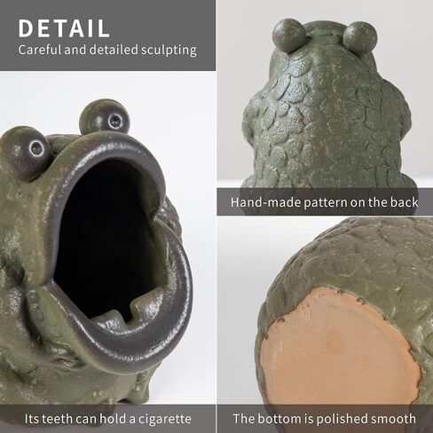 HEER Ceramic Ashtray for Cigarettes, Cute Funny Toad Frog Shape Ash Tray Set for Indoor Outdoor, Windproof Desktop Smoking Ash Holder for Smokers, Vintage Cool Home Office Decoration. in Saudi Arabia