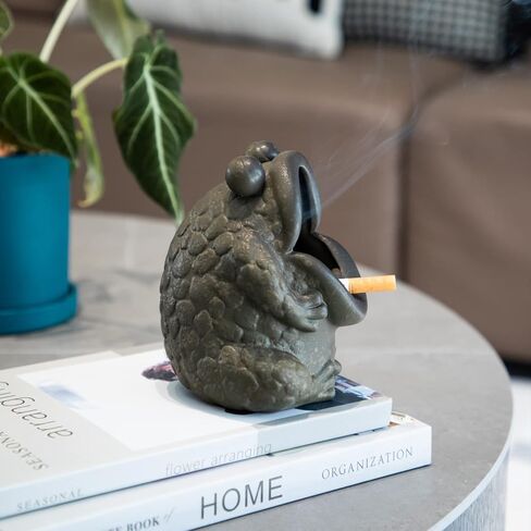 HEER Ceramic Ashtray for Cigarettes, Cute Funny Toad Frog Shape Ash Tray Set for Indoor Outdoor, Windproof Desktop Smoking Ash Holder for Smokers, Vintage Cool Home Office Decoration. in Saudi Arabia