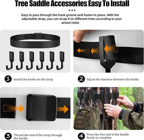 TBTFW شماعات تروس حزام حامل الشجرة، حزام حامل الشجرة مع 6 خطافات تعليق كبيرة، ملحقات سرج الشجرة لقوس حامل الشجرة في الهواء الطلق للصيد والتخييم والمشي لمسافات طويلة in Kuwait