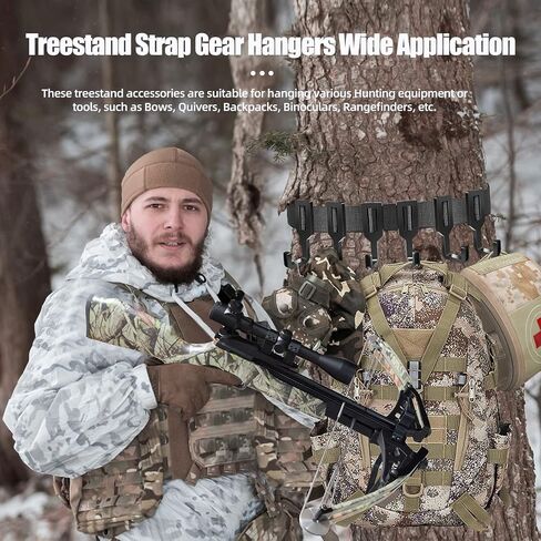 TBTFW شماعات تروس حزام حامل الشجرة، حزام حامل الشجرة مع 6 خطافات تعليق كبيرة، ملحقات سرج الشجرة لقوس حامل الشجرة في الهواء الطلق للصيد والتخييم والمشي لمسافات طويلة in Kuwait