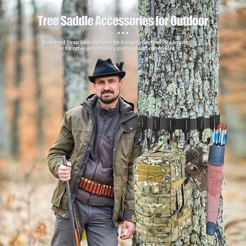 TBTFW شماعات تروس حزام حامل الشجرة، حزام حامل الشجرة مع 6 خطافات تعليق كبيرة، ملحقات سرج الشجرة لقوس حامل الشجرة في الهواء الطلق للصيد والتخييم والمشي لمسافات طويلة in Kuwait