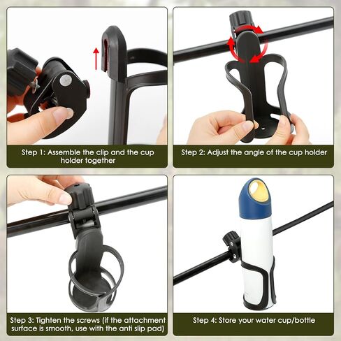 اولامجز مجموعة حامل اكواب وحامل جوال للصيد - حامل اكواب قابل للتعديل وحامل موبايل بدون استخدام اليدين، مشابك سهلة على حامل الغزلان او حامل الشجرة، حامل اكواب زجاجة مياه، اكسسوارات حامل شجرة in Kuwait