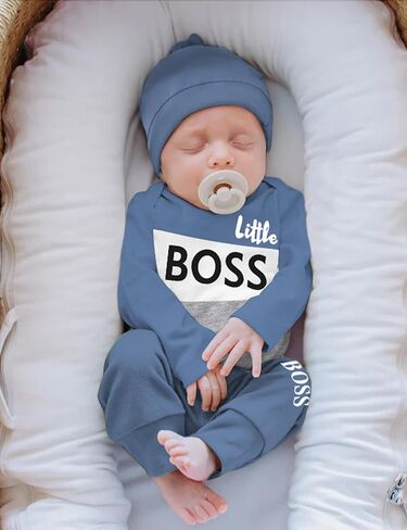 Oranchids الوليد بيبي بوي الملابس اللون كتلة إلكتروني طباعة طويلة الأكمام رومبير السراويل قبعة الخريف الشتاء وتتسابق 3 قطعة in Kuwait