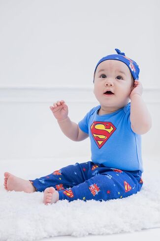 مجموعة ملابس DC Comics Batman Baby مكونة من 3 قطع: قبعة سروالية محببة in Kuwait