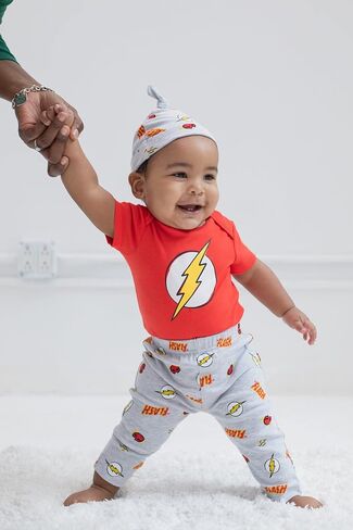 مجموعة ملابس DC Comics Batman Baby مكونة من 3 قطع: قبعة سروالية محببة in Kuwait