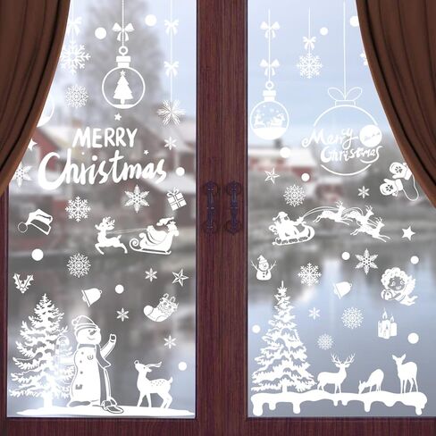 ملصقات تزيين نوافذ الكريسماس من نافريكس، 9 ورقات ملصقات نافذة عيد الميلاد للكريسماس، ملصقات نوافذ ثابتة على شكل رقائق ثلج (كريسماس) in Kuwait